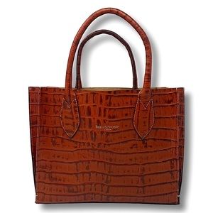 Russell & Bromley London Croc Embossed Burnt Orange Tote Bag